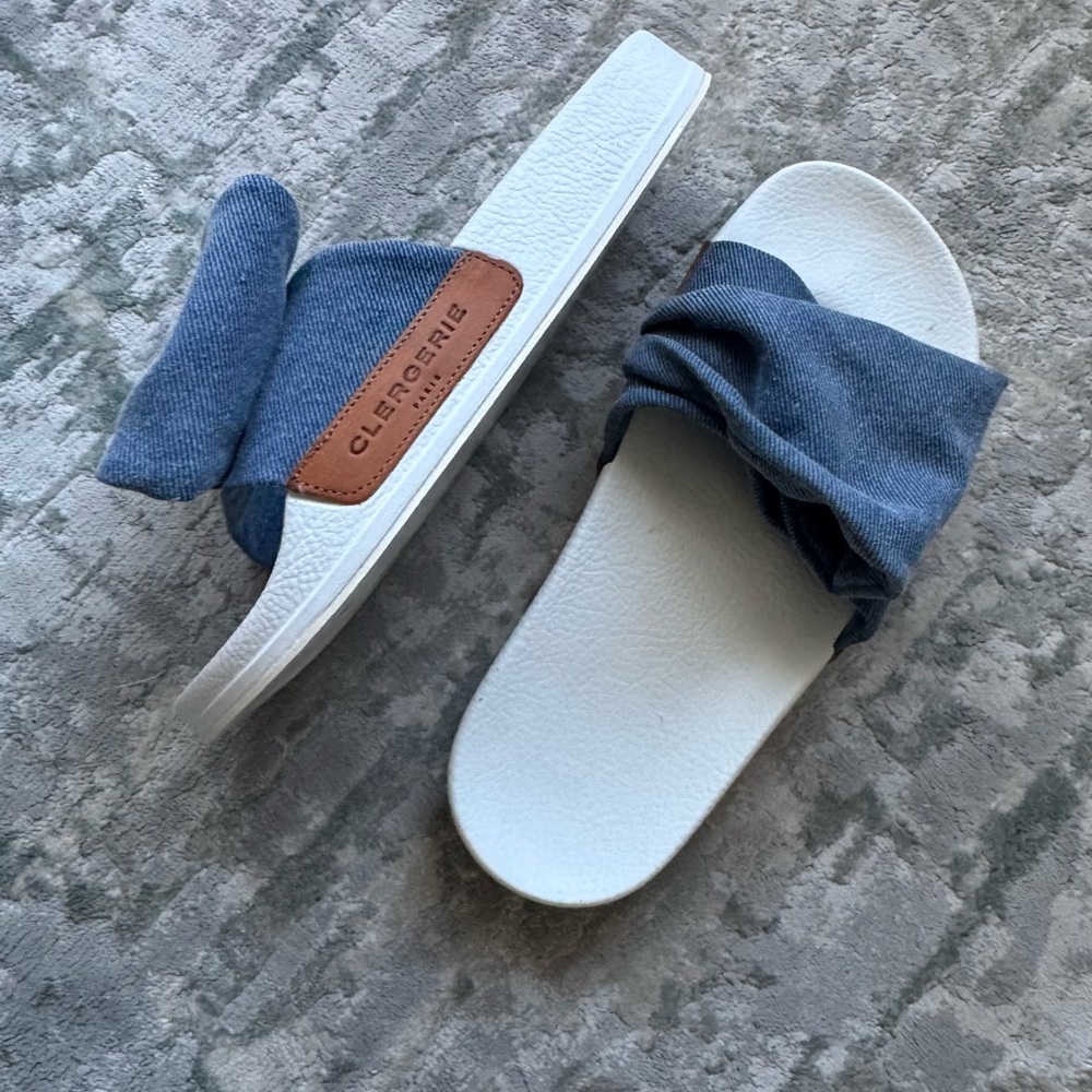 Robert Clergerie Paris Wendy Denim Pool Sandals Women’s US 6/6.5 Designer Slides - Picture 8 of 13